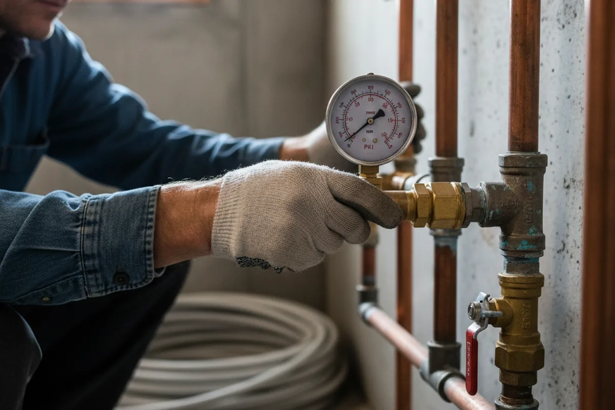 Pressure testing a repaired line during Water Line Repair in Elysburg